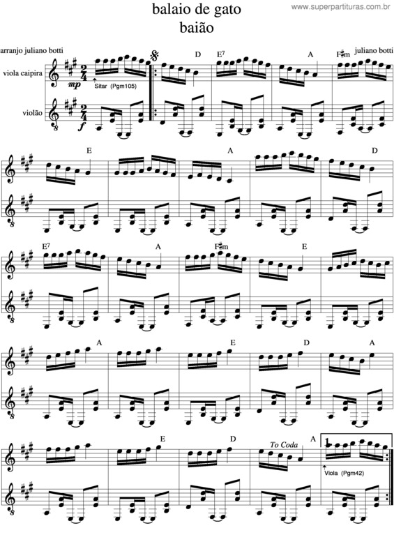 Partitura da música Balaio De Gatos