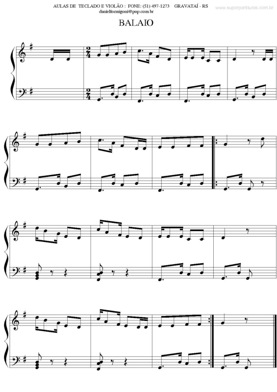 Partitura da música Balaio v.2