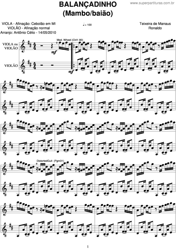 Partitura da música Balançadinho v.4