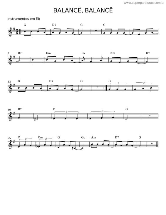Partitura da música Balancê, Balancê