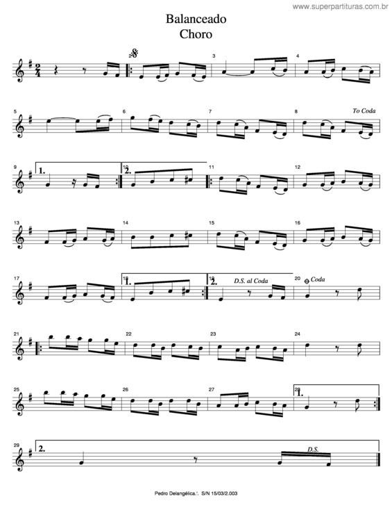 Partitura da música Balanceado