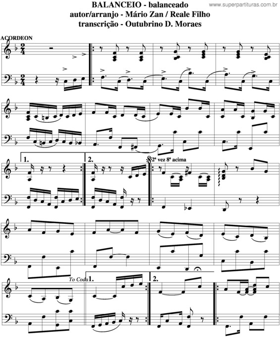 Partitura da música Balanceio v.2