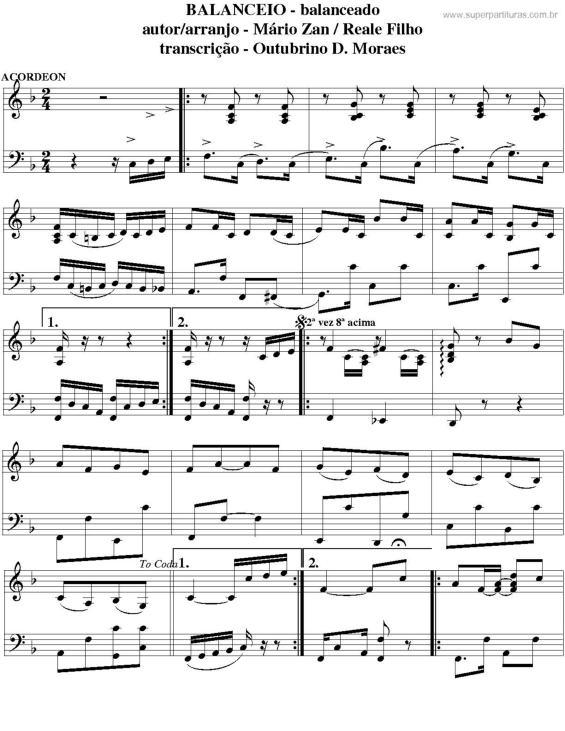 Partitura da música Balanceio