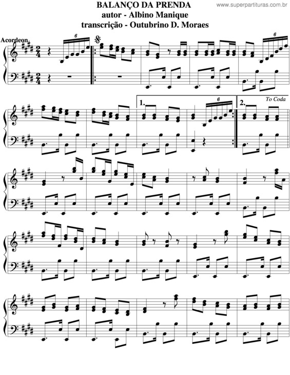 Partitura da música Balanço Da Prenda v.2