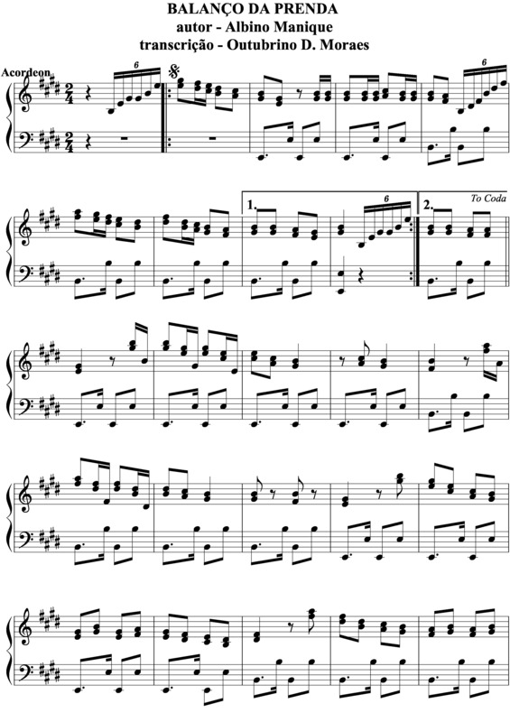 Partitura da música Balanço da Prenda v.3