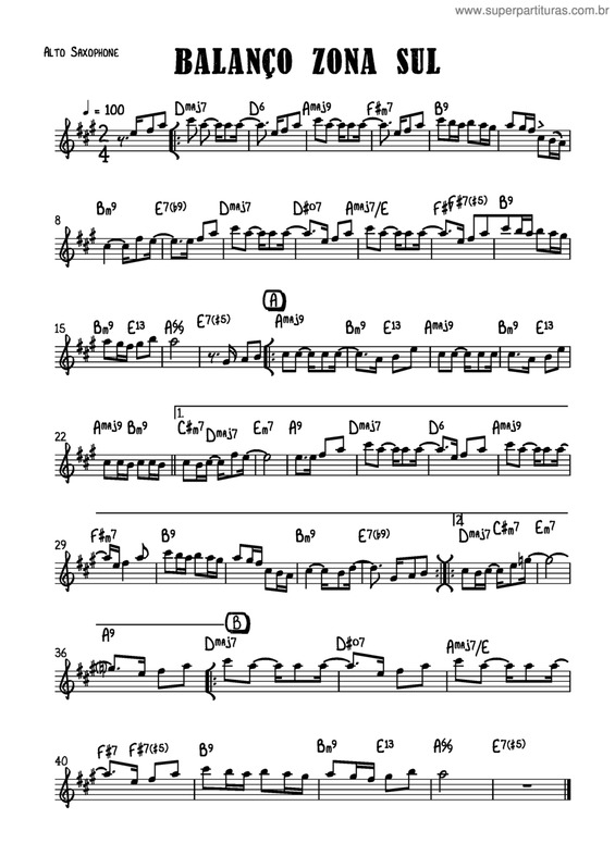 Partitura da música Balanço Zona Sul v.3