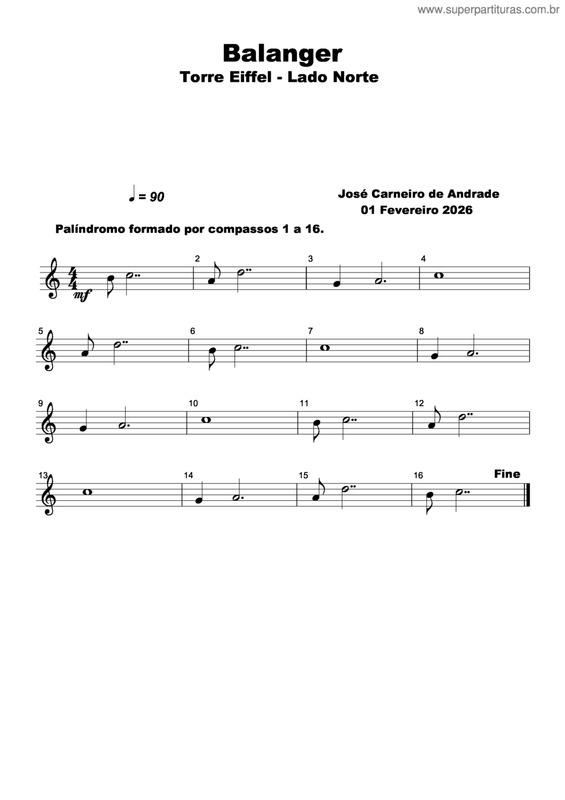 Partitura da música Balanger