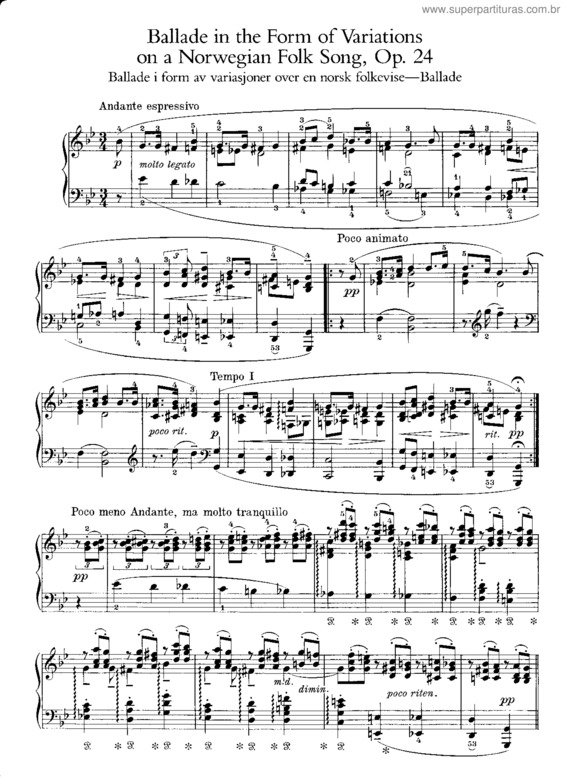 Partitura da música Ballade in G minor