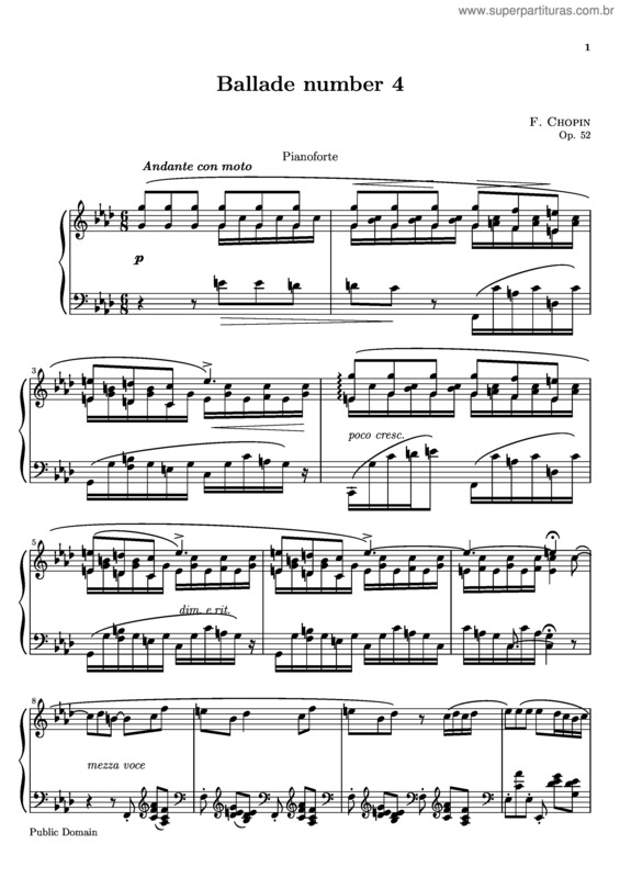 Partitura da música Ballade No. 4