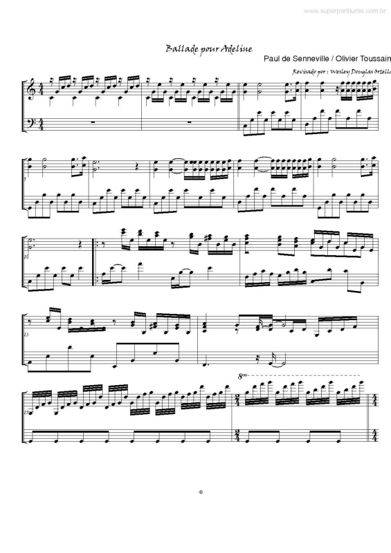 Partitura da música Ballade Pour Adeline v.2