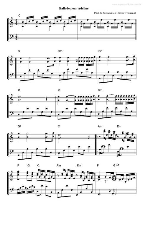 Partitura da música Ballade Pour Adeline v.5