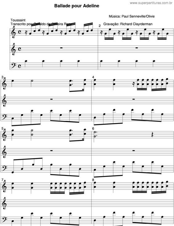 Partitura da música Ballade Pour Adeline v.6