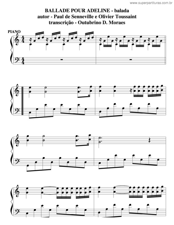 Partitura da música Ballade Pour Adeline v.7