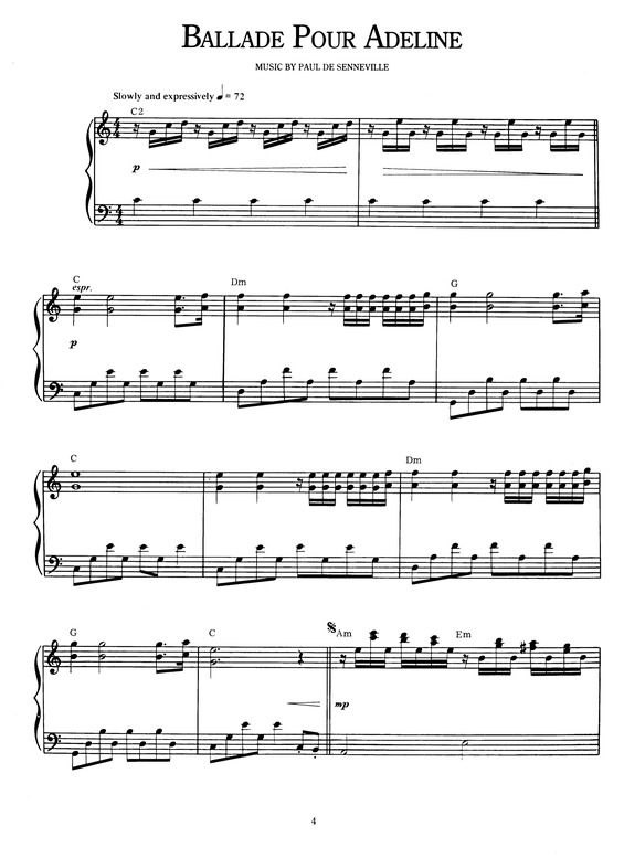 Partitura da música Ballade Pour Adeline v.9