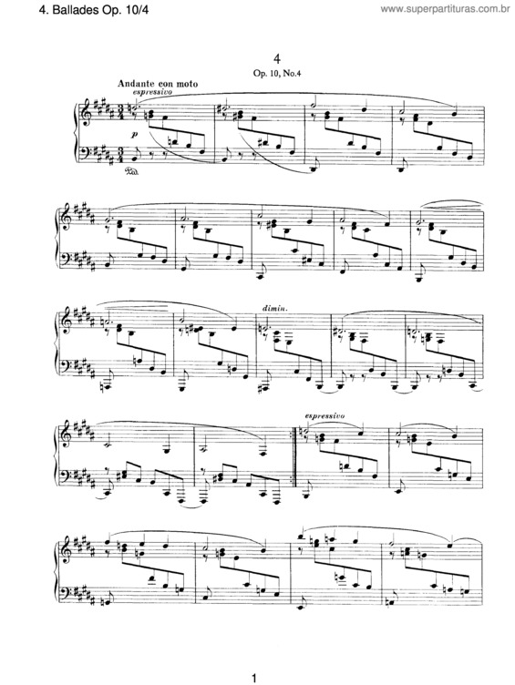 Partitura da música Ballades v.5