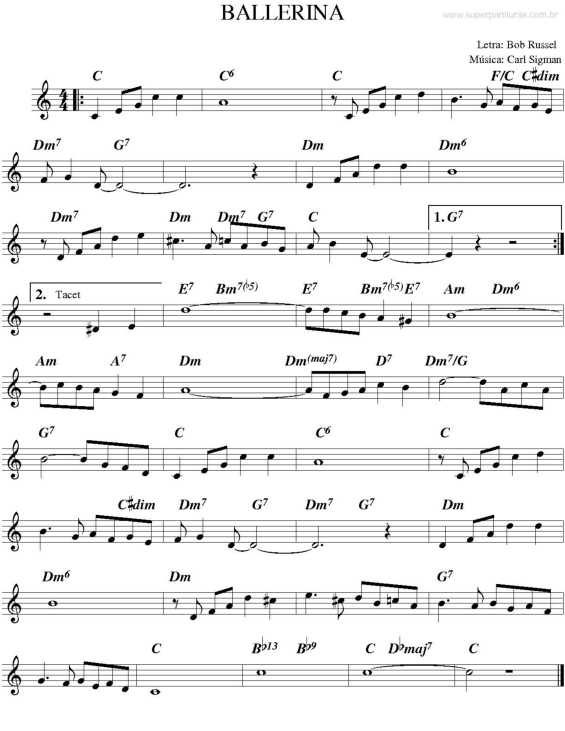 Partitura da música Ballerina