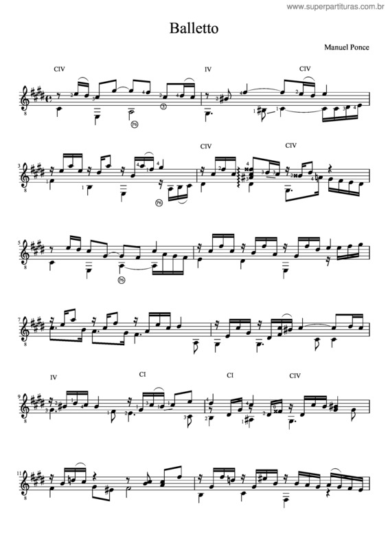 Partitura da música Balletto, Manual Maria Ponce
