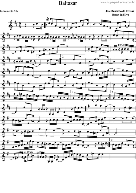 Partitura da música Baltazar