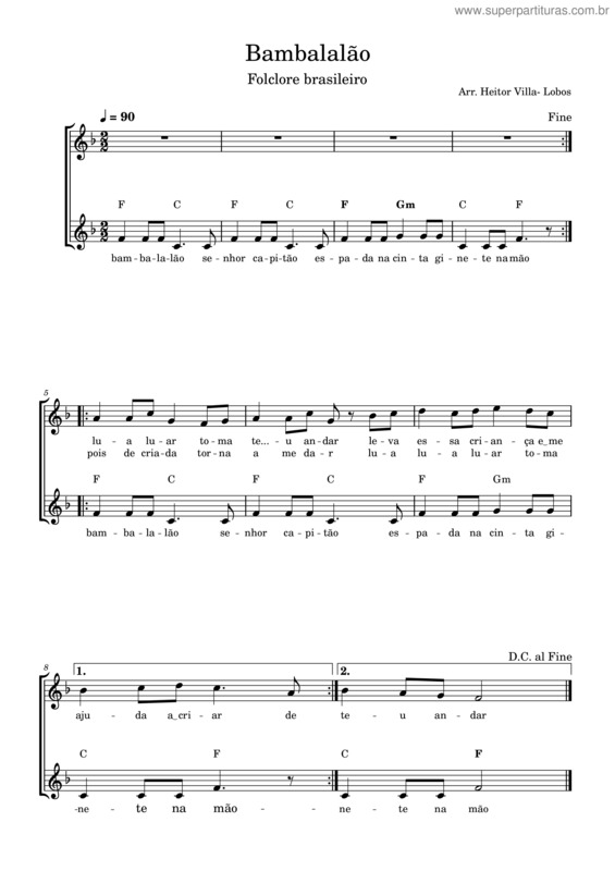 Partitura da música Bambalalão
