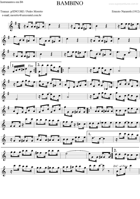 Partitura da música Bambino