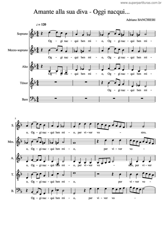 Partitura da música Banchieri Amante Diva Oggi