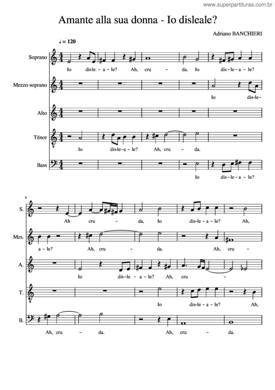 Partitura da música Banchieri Amante Donna Io