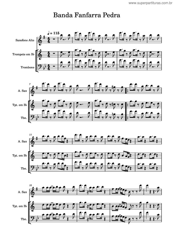 Partitura da música Banda Fanfarra Pedra Funk Fanfarra – Revildoinvest