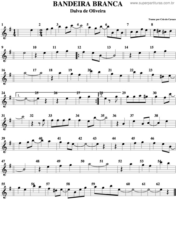 Partitura da música Bandeira Branca v.3