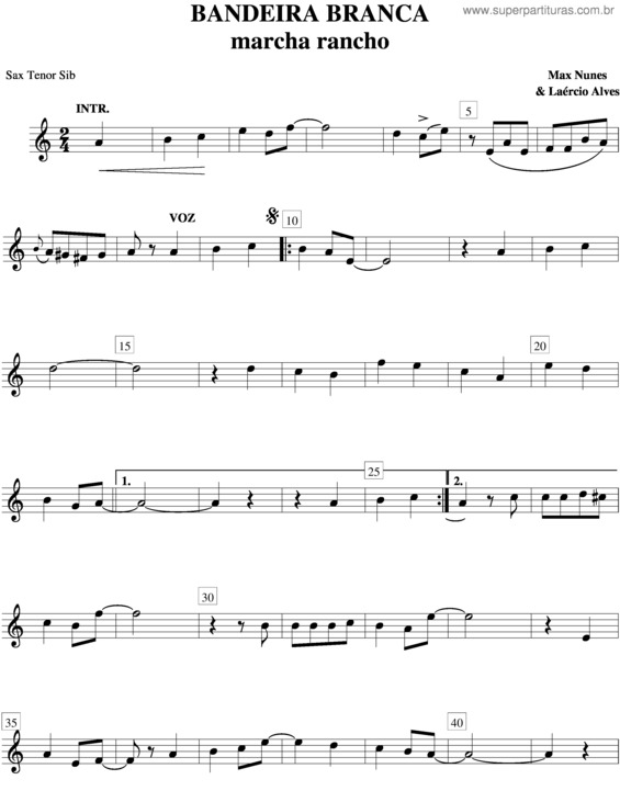 Partitura da música Bandeira Branca v.4