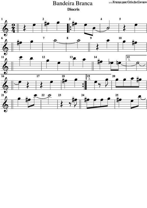 Partitura da música Bandeira Branca v.5