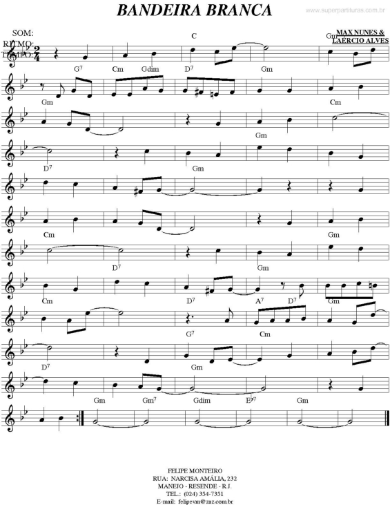 Partitura da música Bandeira Branca