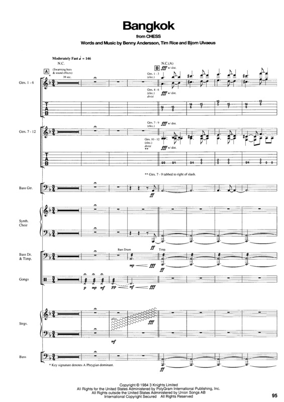 Partitura da música Bangkok