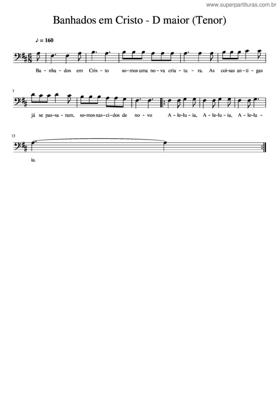 Partitura da música Banhados Em Cristo – D Maior