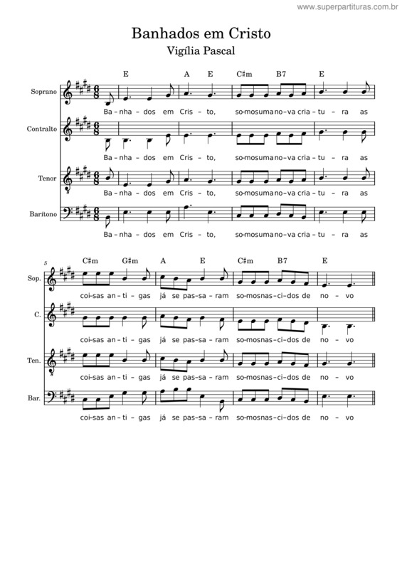 Partitura da música Banhados Em Cristo v.2