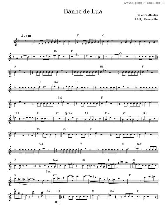 Partitura da música Banho De Lua v.4