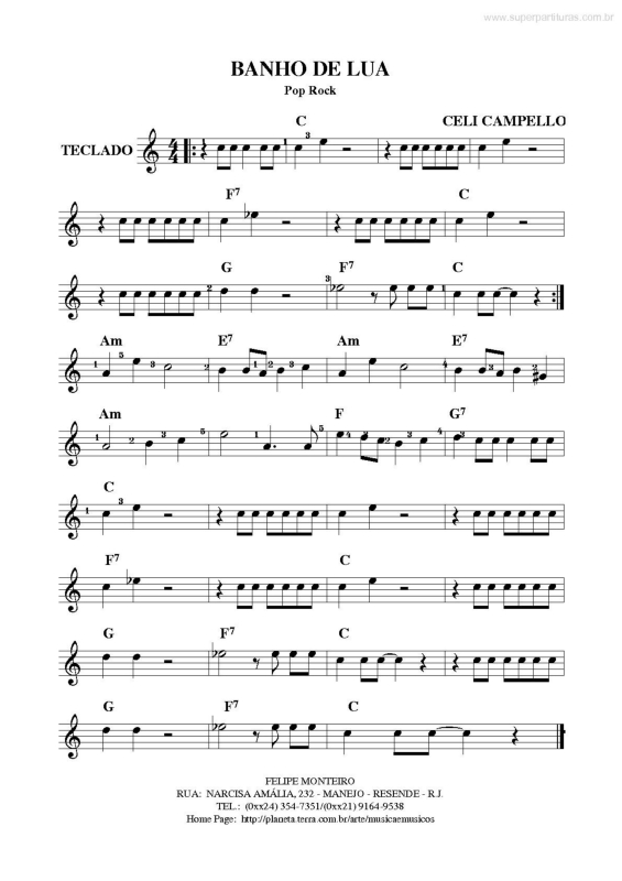 Partitura da música Banho De Lua