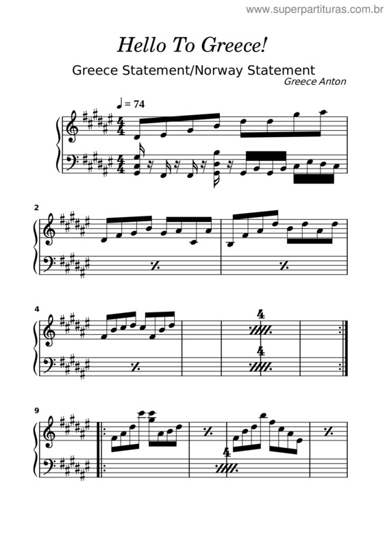 Partitura da música Banjour De Greece