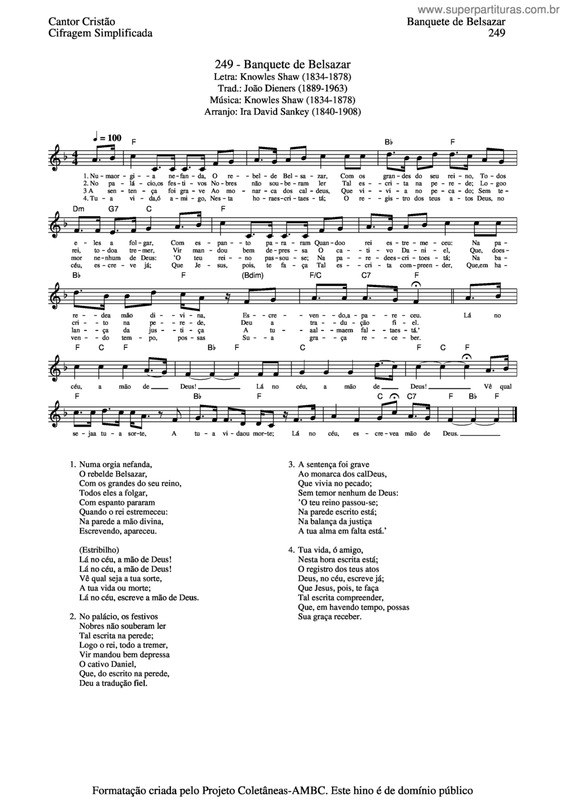 Partitura da música Banquete Deos Belsazar