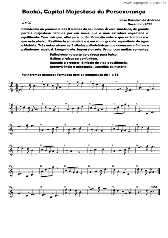 Partitura da música Baobá, Capital Majestosa Da Perseverança