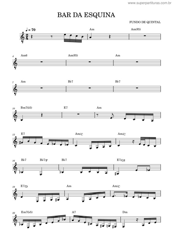 Partitura da música Bar Da Esquina v.2
