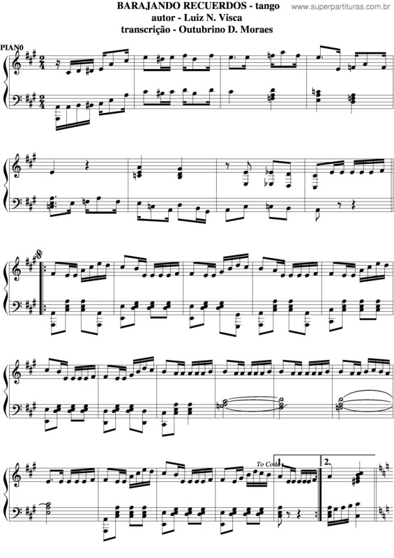 Partitura da música Barajando Recuerdos