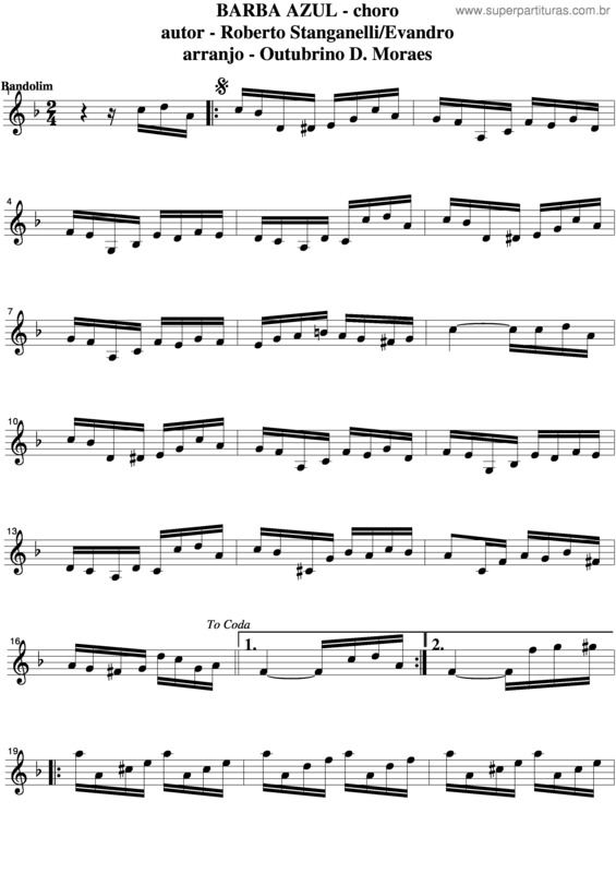 Partitura da música Barba Azul v.2