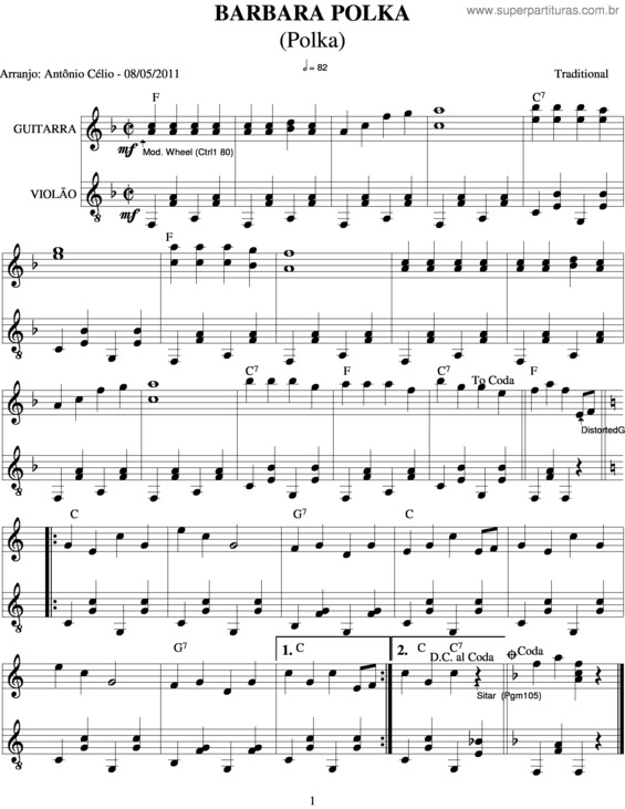 Partitura da música Barbara Polka