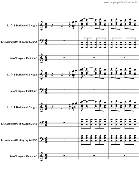 Partitura da música Barbeiro De Sevilha