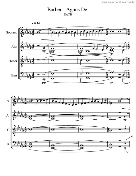 Partitura da música Barber – Agnus Dei