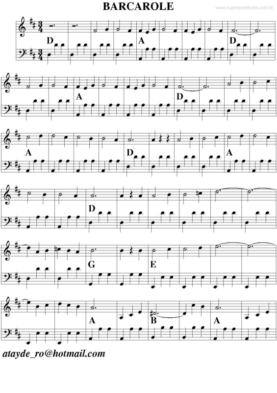 Partitura da música Barcarolle (Ópera Les contes d`Hoffmann)