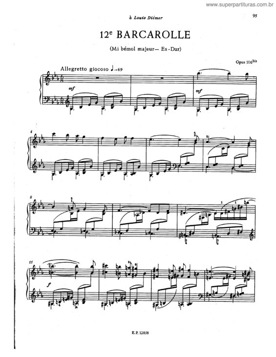 Partitura da música Barcarolle No. 12 in E flat