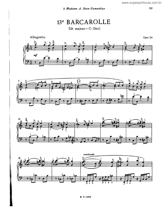 Partitura da música Barcarolle No. 13 in C