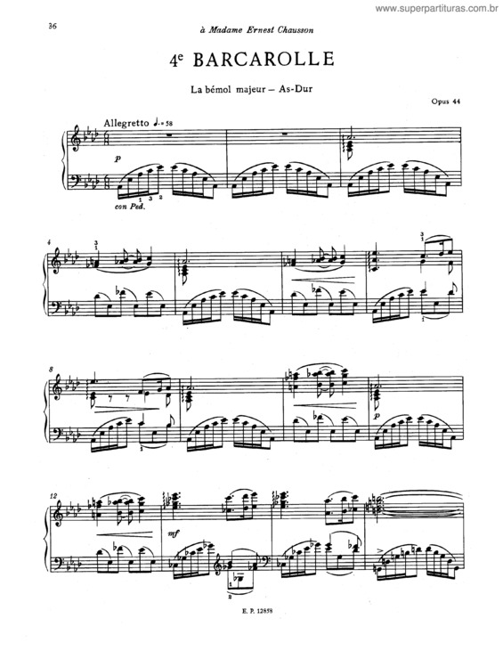 Partitura da música Barcarolle No. 4 in A flat