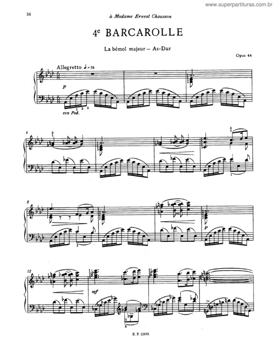 Partitura da música Barcarolle No. 4 in A flat